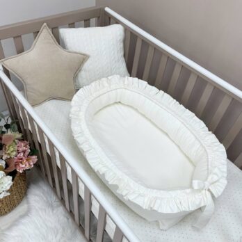 Baby nest co-sleeping cu volanase - alb